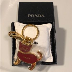 Prada keychain/bag charm. Red enamel cat